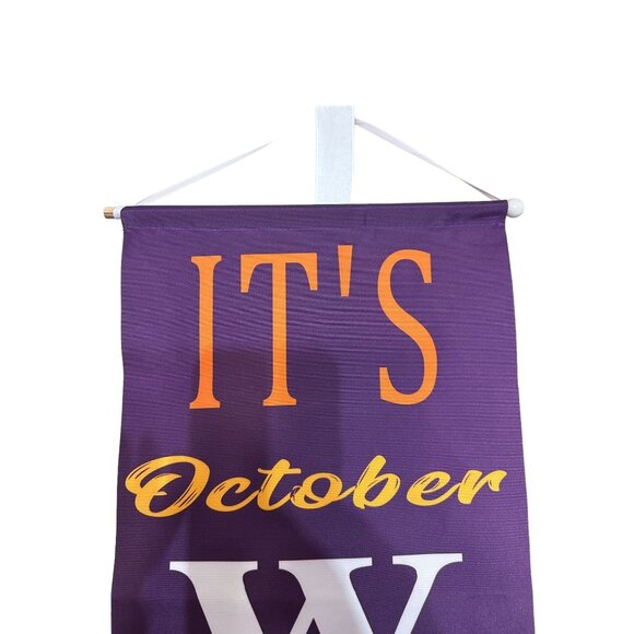 Lot of 2 Halloween Vinyl Wall Hangings‎ Purple Holiday Witches FLAW - Picture 4 of 6